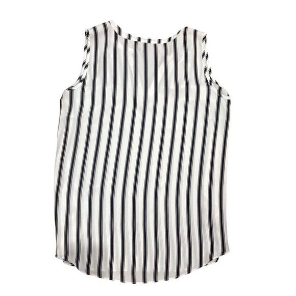 Worthington Woman 1X Sleeveless Stripe Blouse With Pockets White/Black/Brown‎ - Picture 4 of 6